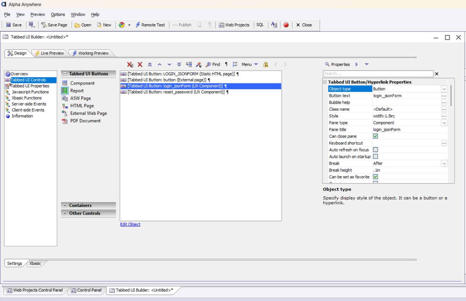 Tabbed Ui Builder Full View